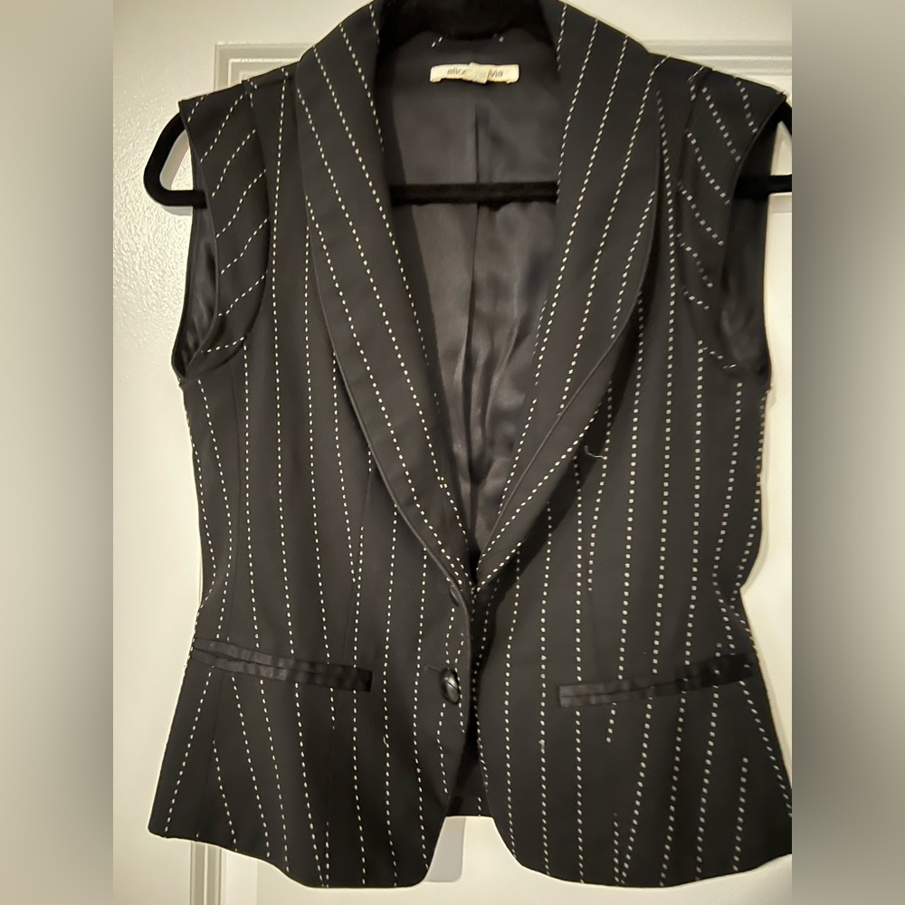Alice and Olivia black and white pinstripe vest